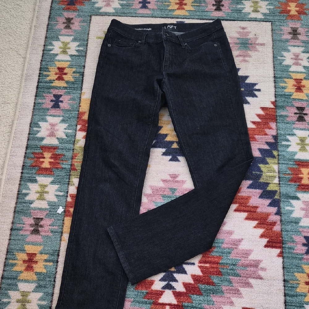 LOFT Women's Modern Straight-Leg Jeans in Dark Indigo